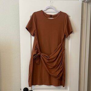Elegant Brown Dress with Side Tie